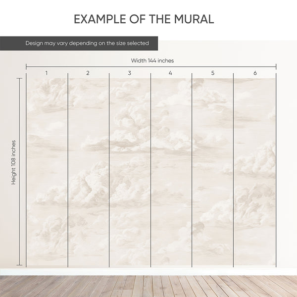 Beige Vintage Cloud Sky Wall Mural AM174