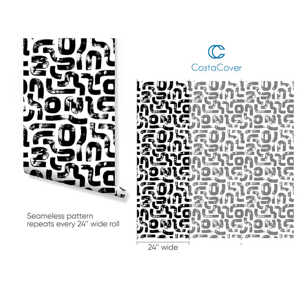 Black & White Lines Wallpaper CC288 - CostaCover - Peel and stick Removable Wallpaper - Abstract - Abstract Labyrinth Lines - abstract lines