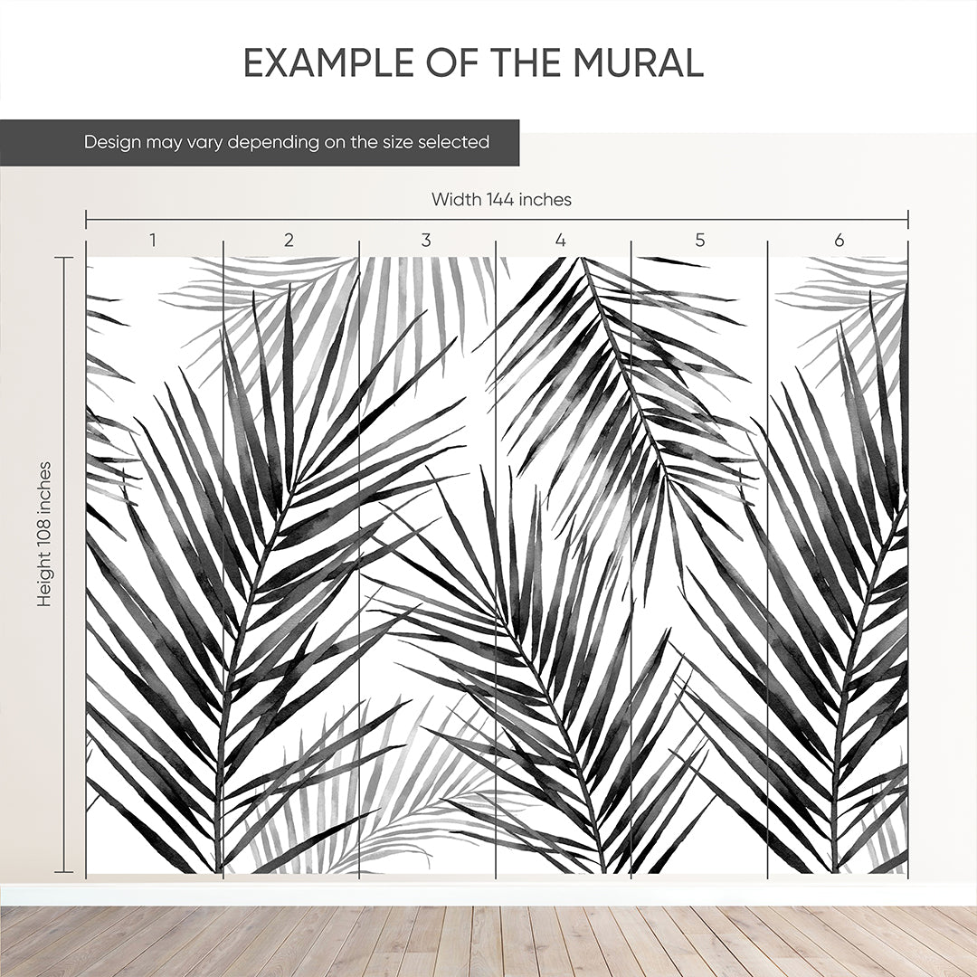 Black and White Palm Leaf Wall Mural WM123