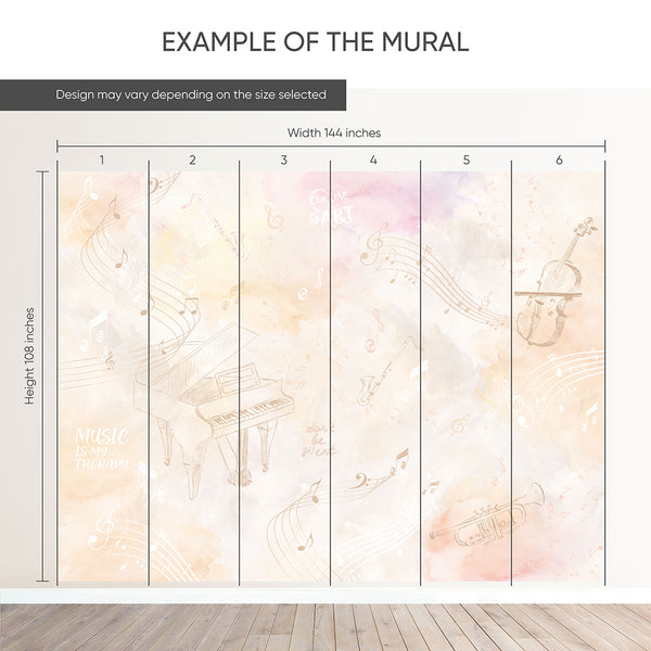 Peach Beige Music Instruments Wall Mural SM103