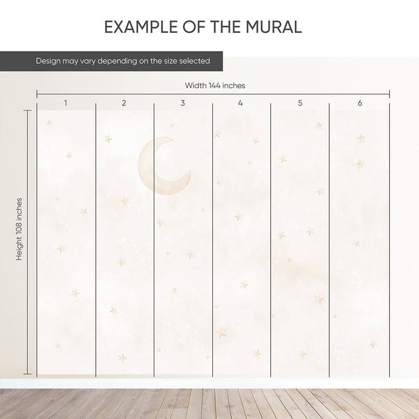 Beige Moon & Stars Wall Mural SM073 - CostaCover - Peel and stick Removable Wallpaper - Abstract - abstract wall art - abstract wallpaper