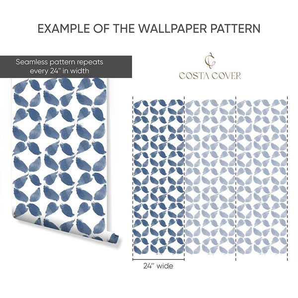 Blue Flower Petals Wallpaper CC349 - CostaCover - Peel and stick Removable Wallpaper - Abstract - abstract floral - abstract mural
