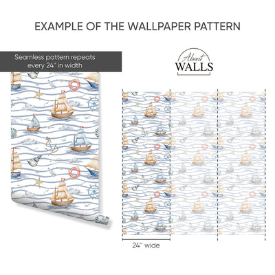 Sailboats & Waves Wallpaper A062