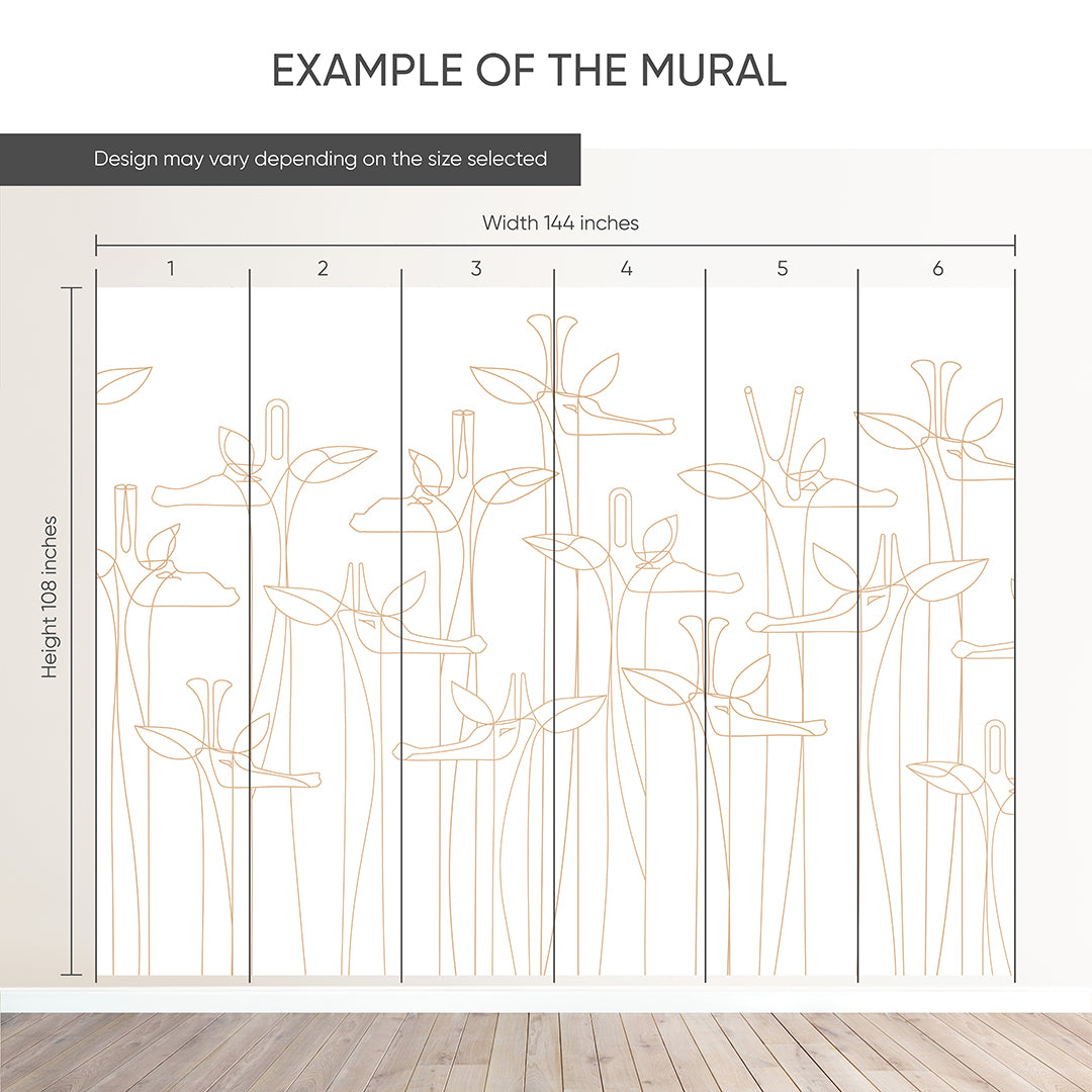 Giraffe Line Art Wall Mural CCM210