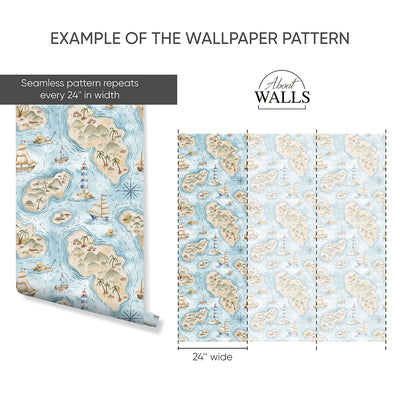 Pastel Islands Map Wallpaper A065