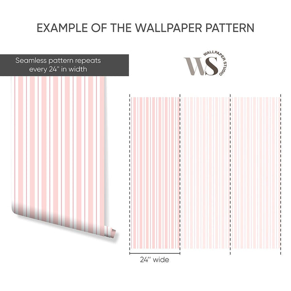 Pink Vertical Stripes Wallpaper S013 - CostaCover-Peel and stick Removable Wallpaper-accent wallpaper-adhesive wallpaper-baby bedroom