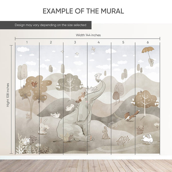 Elephant Animals Wall Mural SM004 - CostaCover - Peel and stick Removable Wallpaper - accent wallpaper - adhesive wallpaper - baby bedroom