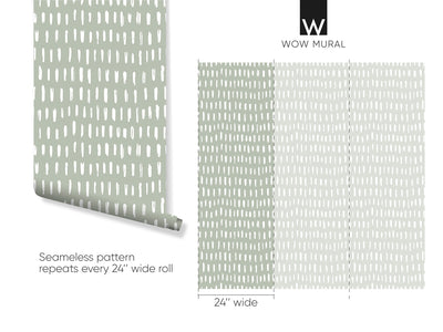 Green & White Strokes Self Adhesive Wallpaper W023