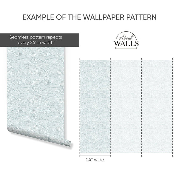 Turquoise Wave Japanese Wallpaper A097 - CostaCover-Peel and stick Removable Wallpaper-about walls-Abstract-abstract lines