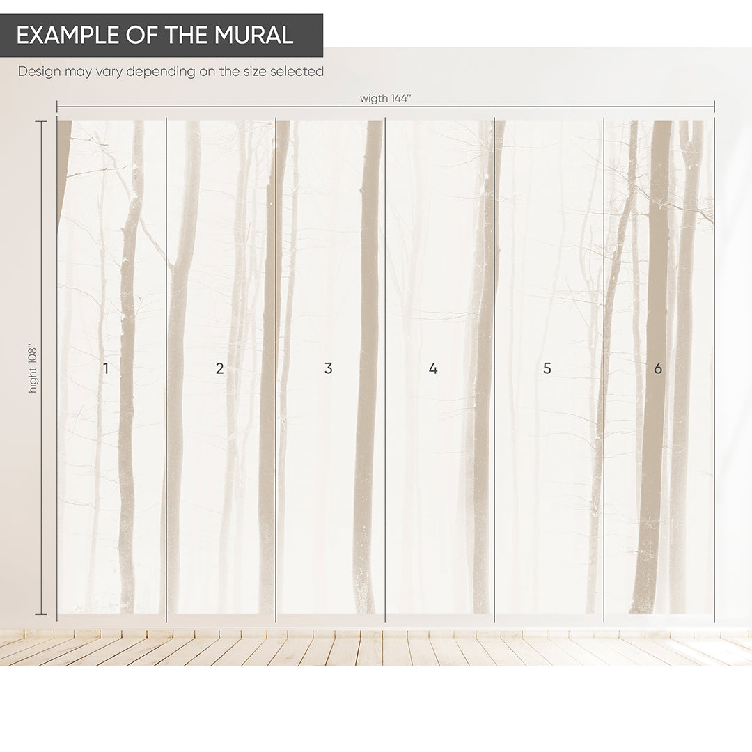 Beige Oriental Forest Wall Mural AM090