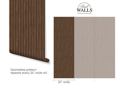 Wooden Walnut Slat Panels Wallpaper A004