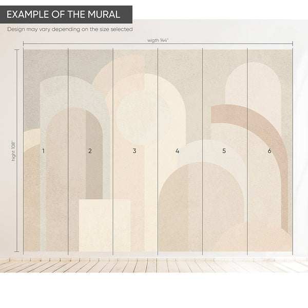 Beige Geometric Shapes Wall Mural AM003 - CostaCover - Peel and stick Removable Wallpaper - about walls - Abstract - abstract arches