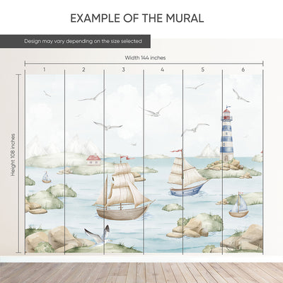 Blue Green Nautical Wall Mural AM150