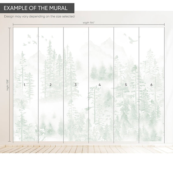 Soft Watercolor Woodland Wall Mural WM049 - CostaCover - Peel and stick Removable Wallpaper - abstract wallpaper - accent wallpaper - adhesive wallpaper