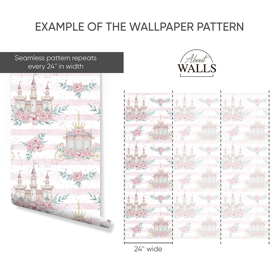 Pink Kingdom & Stripes Wallpaper A042