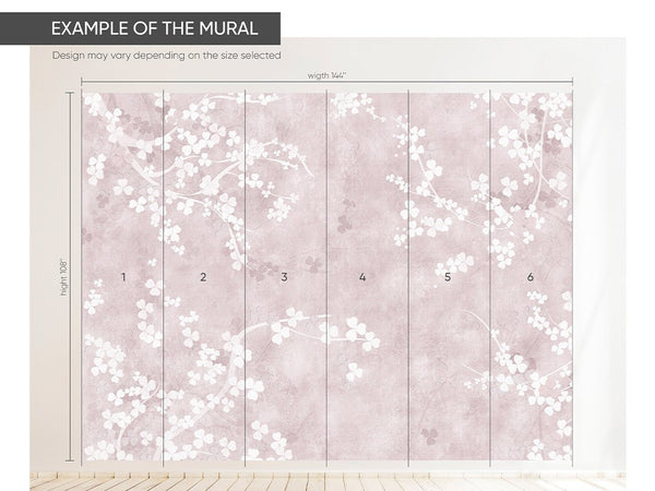 Pale Pink & Beige Sakura Wall Mural CCM152 - CostaCover - Peel and stick Removable Wallpaper - adhesive wallpaper - baby bedroom - bathroom wallpaper