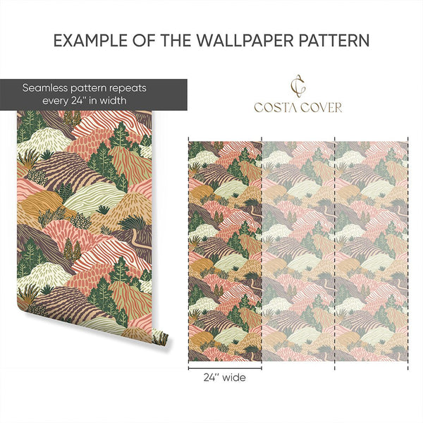 Colored Landscape Wallpaper CC352 - CostaCover - Peel and stick Removable Wallpaper - Abstract - abstract floral - abstract forest