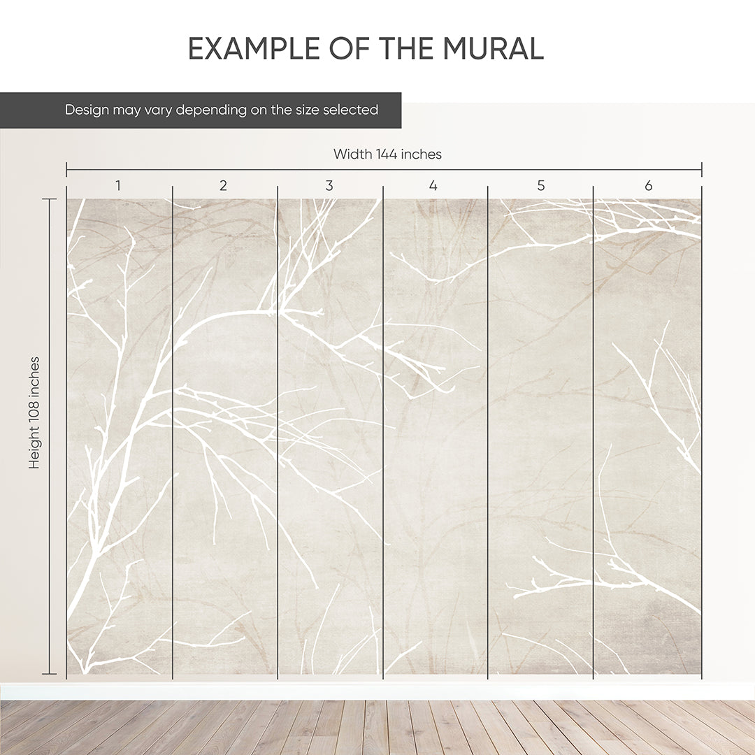 Neutral Tree Branch Wall Mural CCM205