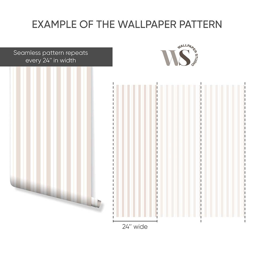 Pastel Peach Stripe Wallpaper S011