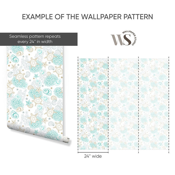 Turquoise Undersea World Wallpaper S101 - CostaCover - Peel and stick Removable Wallpaper - Abstract - abstract lines - abstract mural