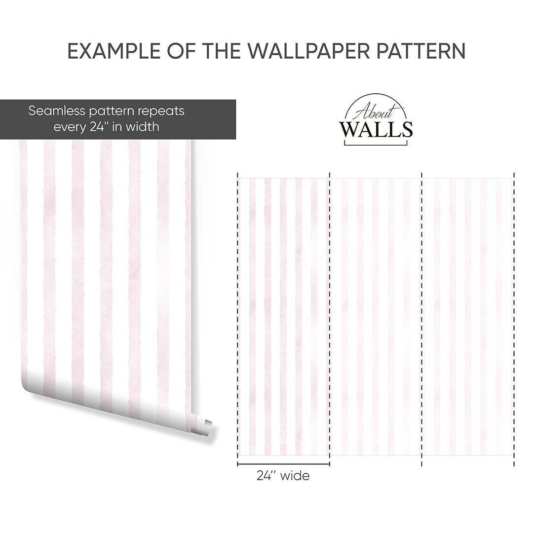 Pink Watercolor Stripes Wallpaper A058