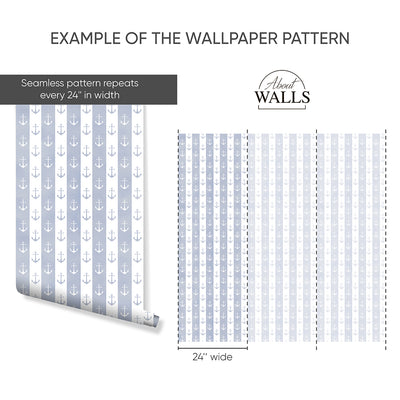 Blue White Anchor Wallpaper A075