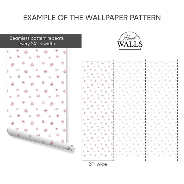Pink Tiny Flowers Wallpaper A047 - CostaCover-Peel and stick Removable Wallpaper-abstract floral-accent wallpaper-adhesive wallpaper