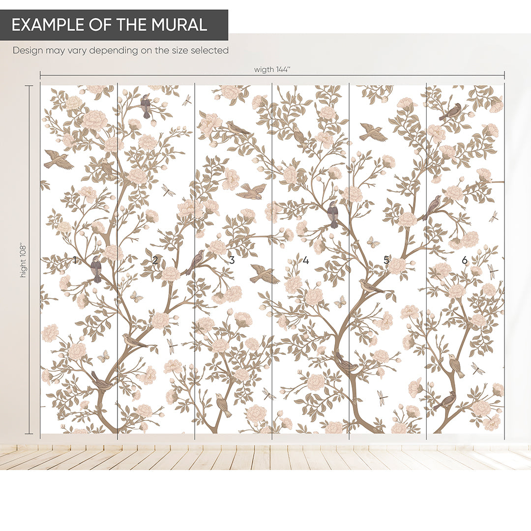 Blossom Trees and Birds Self Adhesive Wall Mural WM031