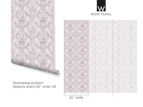 Pink Rococo Wallpaper W101 - CostaCover - Peel and stick Removable Wallpaper - abstract wall art - abstract wallpaper - accent wallpaper