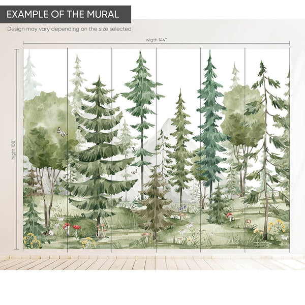 Watercolor Woodland Wall Mural WM058 - CostaCover - Peel and stick Removable Wallpaper - adhesive wallpaper - baby bedroom - bathroom wallpaper