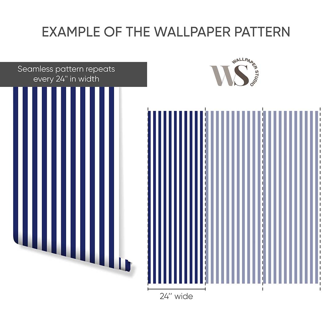 Dark Blue Stripe Wallpaper S019