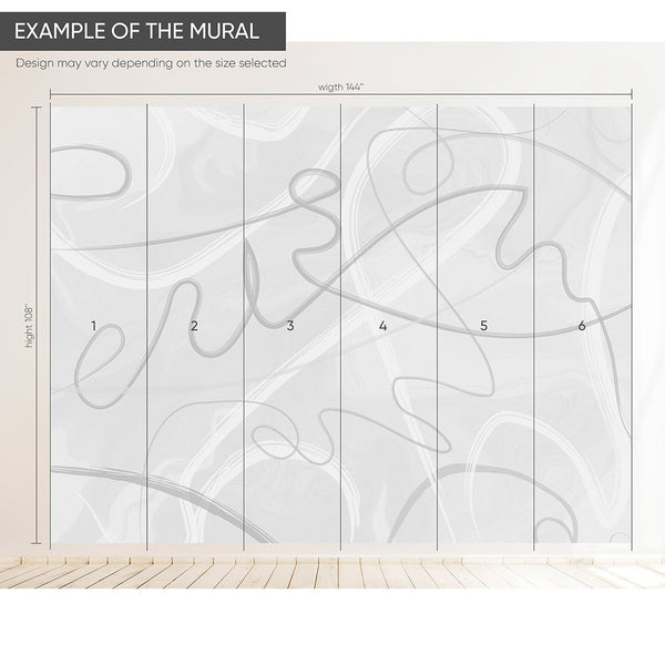White & Gray Lines Wall Mural AM004 - CostaCover - Peel and stick Removable Wallpaper - about walls - Abstract - Abstract Labyrinth Lines