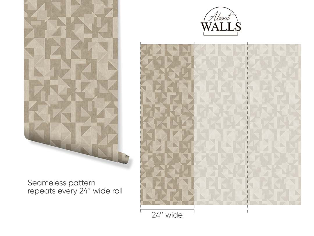 Beige Linen Mosaic Wallpaper A019