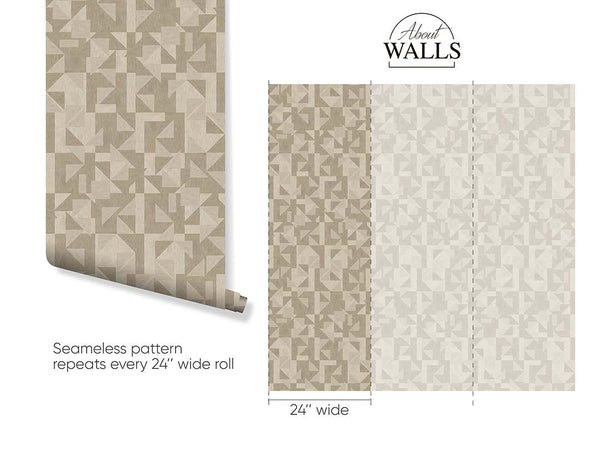 Beige Linen Mosaic Wallpaper A019 - CostaCover - Peel and stick Removable Wallpaper - abstract wall art - abstract wallpaper - accent wallpaper