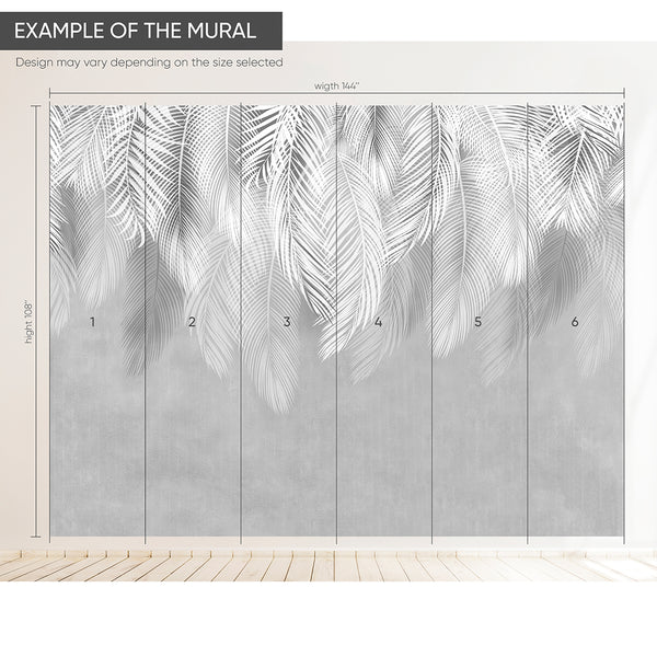 Gray Tropical Leaves Wall Mural WM043 - CostaCover - Peel and stick Removable Wallpaper - accent wallpaper - adhesive wallpaper - banana leaves