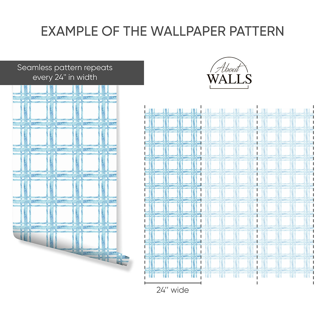 Watercolor Blue Plaid Wallpaper A104