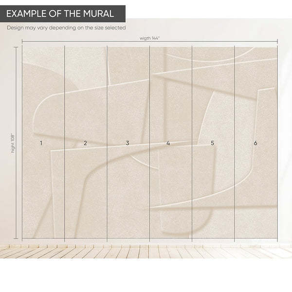 Japandi Beige Shapes Wall Mural AM091 - CostaCover - Peel and stick Removable Wallpaper - about walls - Abstract - abstract arches