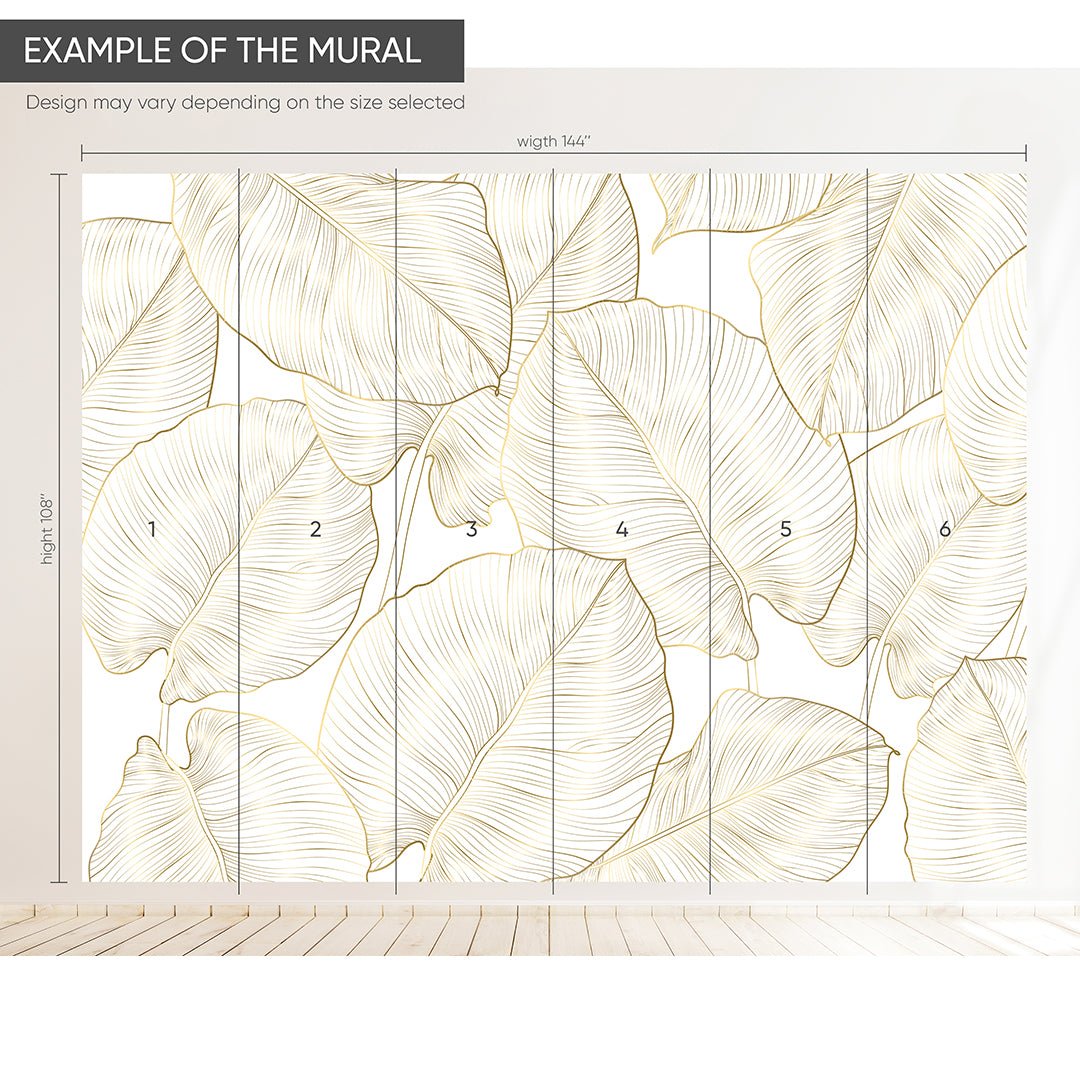 White Gold Effect Leaves Wall Mural CCM181 – CostaCover