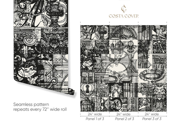 Architecture Sketches Wallpaper CC314 - CostaCover - Peel and stick Removable Wallpaper - Abstract - Abstract Labyrinth Lines - abstract lines