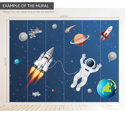 Blue Space & Astronaut Wall Mural WM073