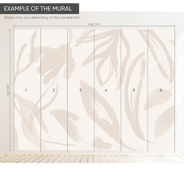 Neutral Beige Floral Wall Mural AM038 - CostaCover - Peel and stick Removable Wallpaper - about walls - Abstract - abstract floral