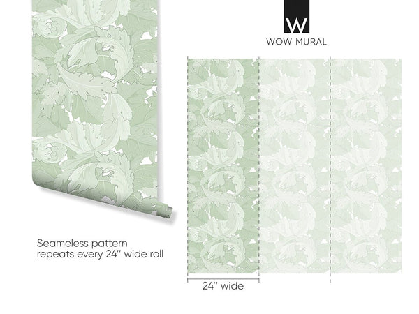 Green Acanthus by Morris Wallpaper W119 - CostaCover - Peel and stick Removable Wallpaper - abstract floral - abstract wallpaper - accent wallpaper