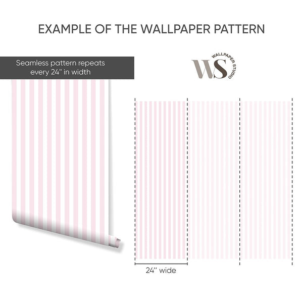Light Pink Stripped Wallpaper S014 - CostaCover-Peel and stick Removable Wallpaper-accent wallpaper-adhesive wallpaper-baby bedroom
