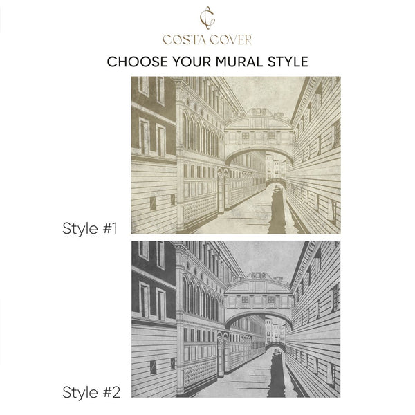 Beige Grey Vintage Streets Wall Mural CCM186 - CostaCover - Peel and stick Removable Wallpaper - Abstract - abstract arches - abstract floral