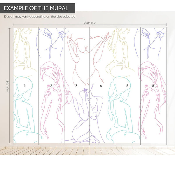 Colorful Line Art Wall Mural WM038 - CostaCover - Peel and stick Removable Wallpaper - Abstract - abstract lines - abstract wall art