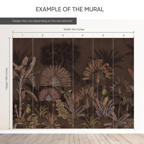 Dark Brown Tropical Jungle Wall Mural AM180