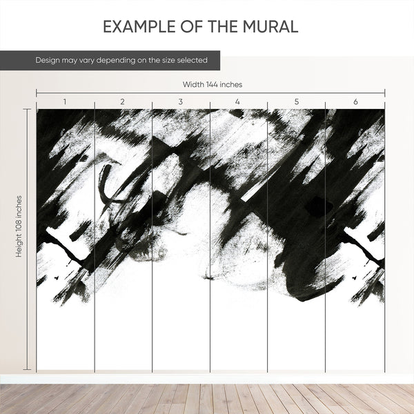 Black and White Abstract Wall Mural AM207