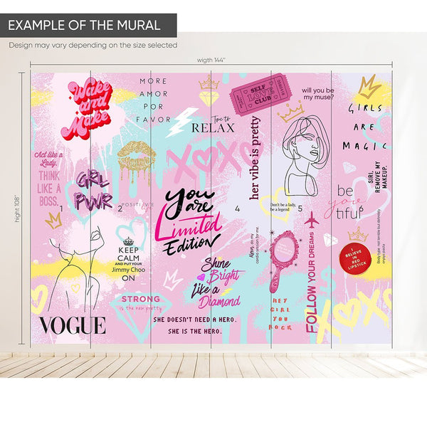 Girls Graffiti Wall Mural WM030 - CostaCover - Peel and stick Removable Wallpaper - Abstract - abstract lines - abstract wall art