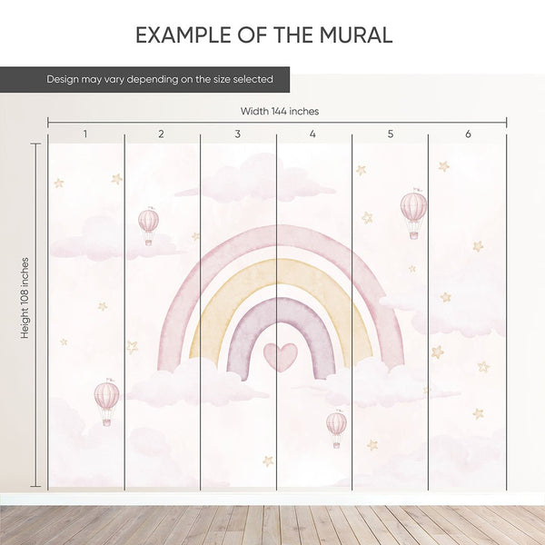 Pastel Pink Rainbow Wall Mural AM143 - CostaCover-Peel and stick Removable Wallpaper-accent wallpaper-adhesive wallpaper-baby bedroom