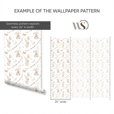 Beige Gray Ribbon Bow Wallpaper S111